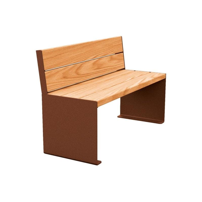 Cityscape Direct Kube Seat (Steel and Wood) 1200mm / Light Oak / Corten Effect
