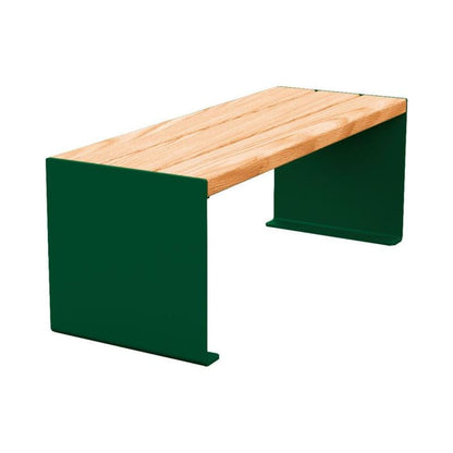 Cityscape Direct Kube Bench (Steel and Wood) 1200mm / Light Oak / Green (RAL 6005)