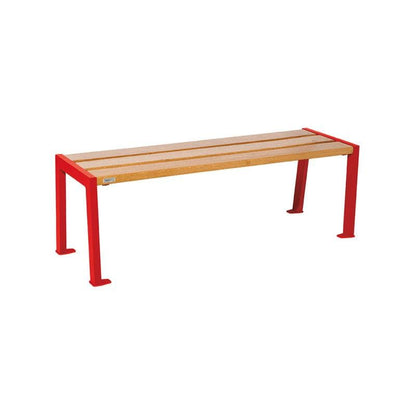 Cityscape Direct Silaos Bench (Steel and Wood) 1200mm / Light Oak / Red (RAL 3020)