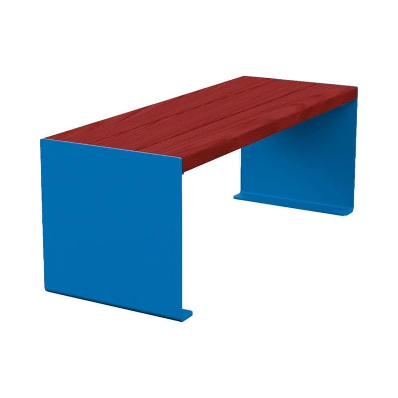 Cityscape Direct Kube Bench (Steel and Wood) 1200mm / Mahogany / Blue (RAL 5010)