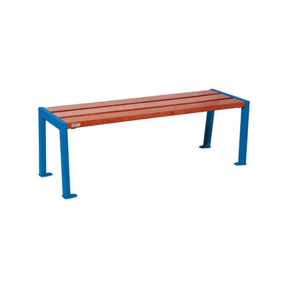 Cityscape Direct Silaos Bench (Steel and Wood) 1200mm / Mahogany / Blue (RAL 5010)