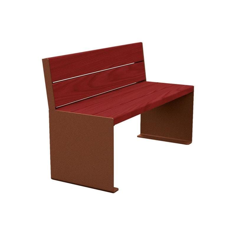 Cityscape Direct Kube Seat (Steel and Wood) 1200mm / Mahogany / Corten Effect