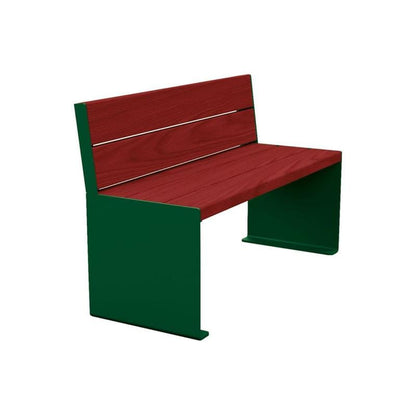 Cityscape Direct Kube Seat (Steel and Wood) 1200mm / Mahogany / Green (RAL 6005)