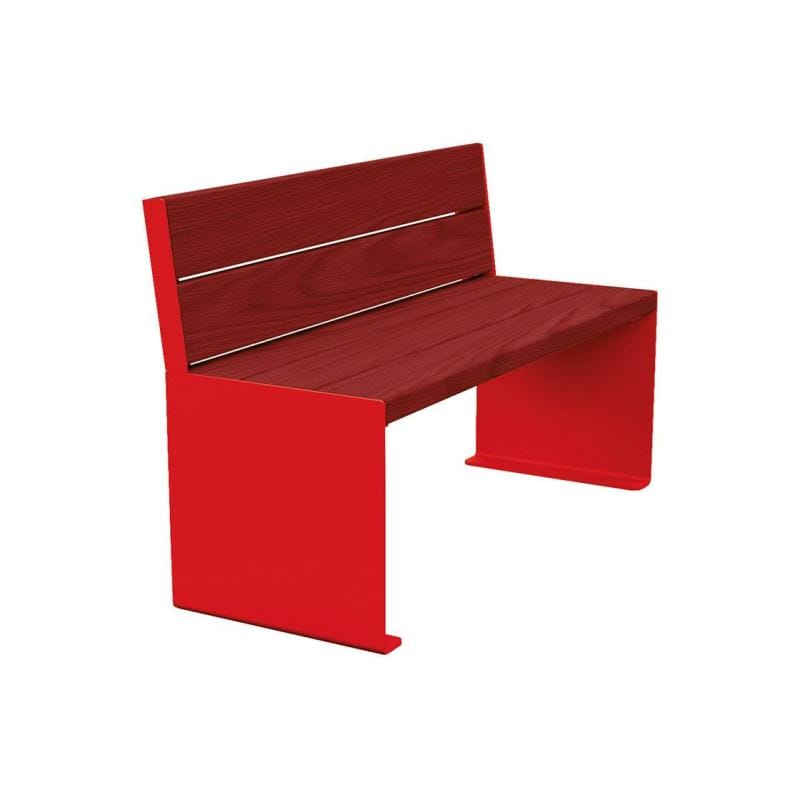 Cityscape Direct Kube Seat (Steel and Wood) 1200mm / Mahogany / Red (RAL 3020)