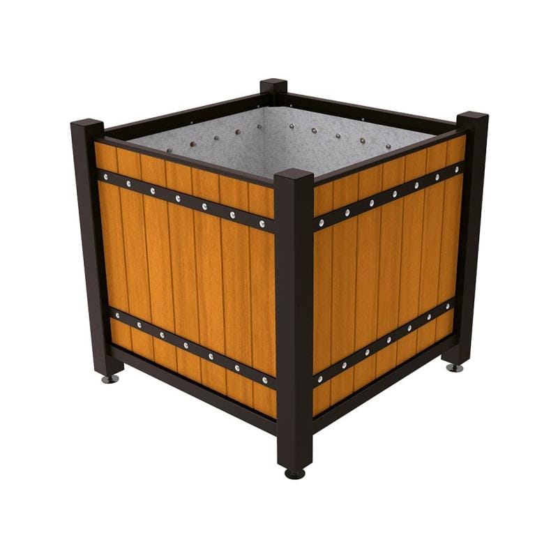 Cityscape Direct Sarlat Planter 1230 x 1230 x 1085mm high / Black (RAL 9005) / Light Oak