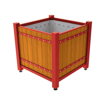 Cityscape Direct Sarlat Planter 1230 x 1230 x 1085mm high / Burgundy (RAL 3004) / Light Oak