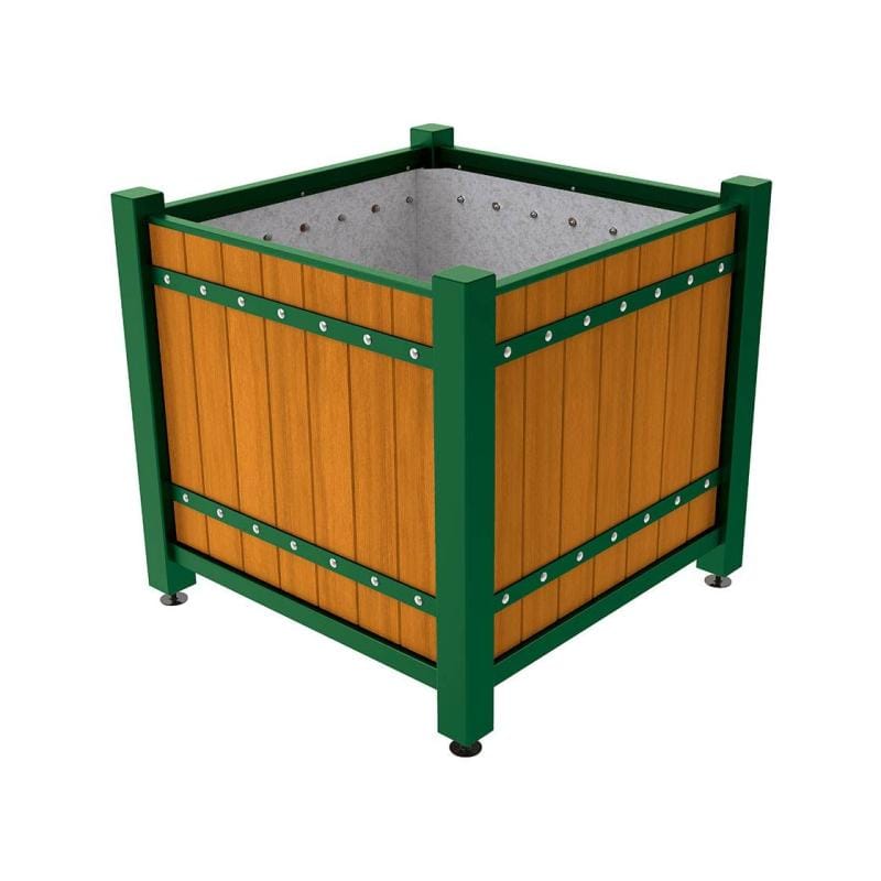 Cityscape Direct Sarlat Planter 1230 x 1230 x 1085mm high / Green (RAL 6005) / Light Oak