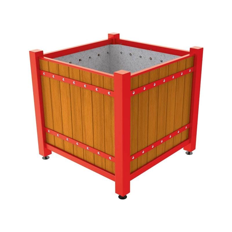 Cityscape Direct Sarlat Planter 1230 x 1230 x 1085mm high / Red (RAL 3020) / Light Oak