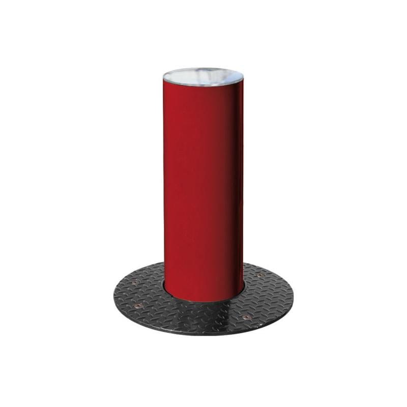 Cityscape Direct Province Brushed Steel Retractable Bollard 160mm diameter / Burgundy (RAL 3004)