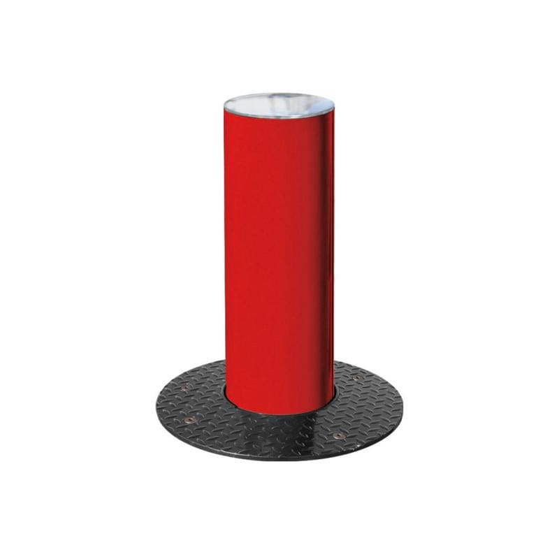 Cityscape Direct Province Brushed Steel Retractable Bollard 160mm diameter / Red (RAL 3020)