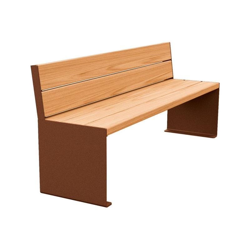 Cityscape Direct Kube Seat (Steel and Wood) 1800mm / Light Oak / Corten Effect