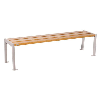 Cityscape Direct Silaos Bench (Steel and Wood) 1800mm / Light Oak / Light Grey (RAL 7044)