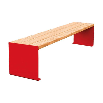 Cityscape Direct Kube Bench (Steel and Wood) 1800mm / Light Oak / Red (RAL 3020)