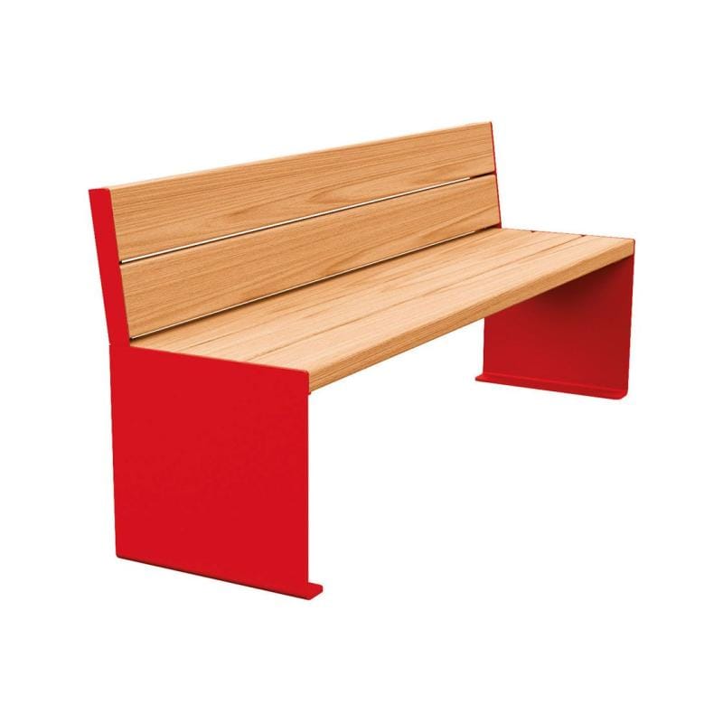 Cityscape Direct Kube Seat (Steel and Wood) 1800mm / Light Oak / Red (RAL 3020)