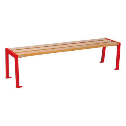 Cityscape Direct Silaos Bench (Steel and Wood) 1800mm / Light Oak / Red (RAL 3020)