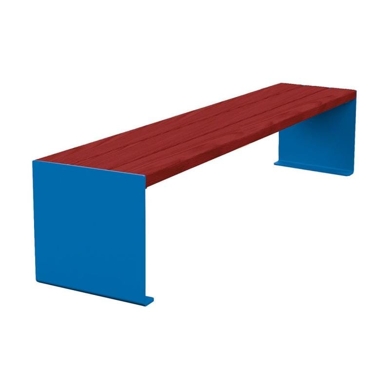Cityscape Direct Kube Bench (Steel and Wood) 1800mm / Mahogany / Blue (RAL 5010)