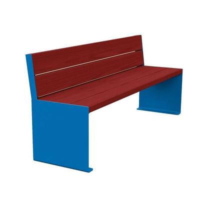 Cityscape Direct Kube Seat (Steel and Wood) 1800mm / Mahogany / Blue (RAL 5010)