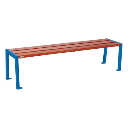 Cityscape Direct Silaos Bench (Steel and Wood) 1800mm / Mahogany / Blue (RAL 5010)