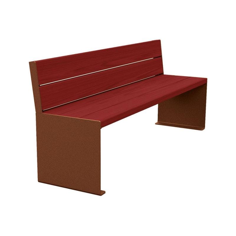 Cityscape Direct Kube Seat (Steel and Wood) 1800mm / Mahogany / Corten Effect