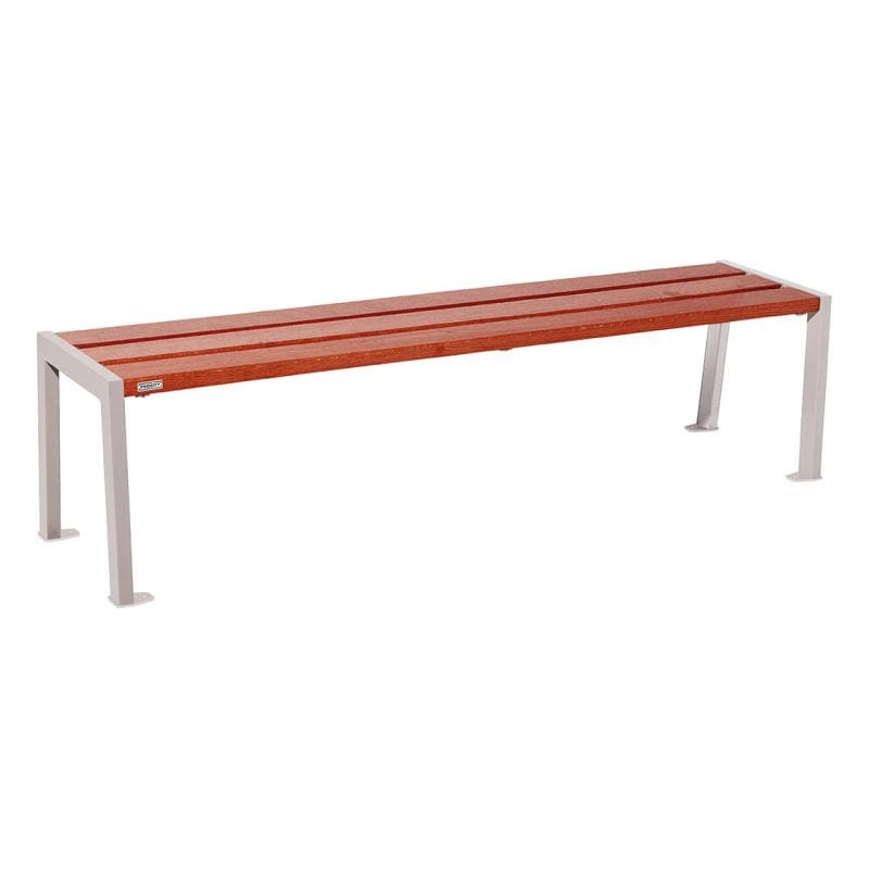 Cityscape Direct Silaos Bench (Steel and Wood) 1800mm / Mahogany / Light Grey (RAL 7044)