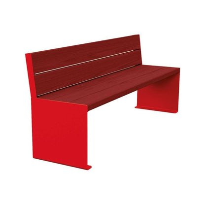 Cityscape Direct Kube Seat (Steel and Wood) 1800mm / Mahogany / Red (RAL 3020)