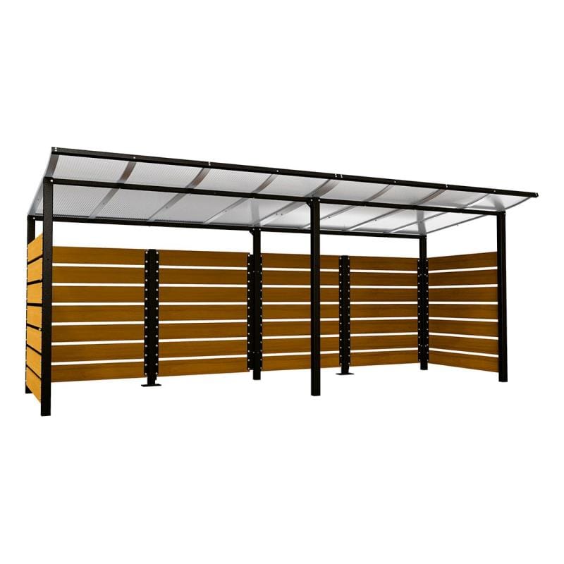 Cityscape Direct Modulo Wheelie Bin Enclosure (5000mm Wide) 2000mm / Light Oak / Black (RAL 9005)
