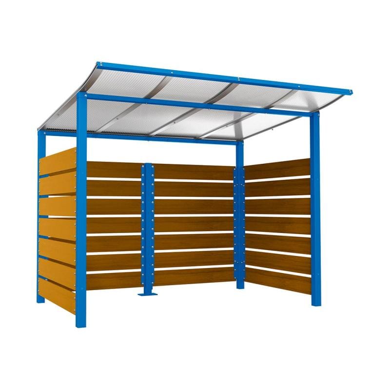 Cityscape Direct Modulo Wheelie Bin Enclosure (2500mm Wide) 2000mm / Light Oak / Blue (RAL 5010)