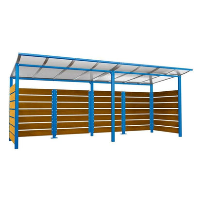 Cityscape Direct Modulo Wheelie Bin Enclosure (5000mm Wide) 2000mm / Light Oak / Blue (RAL 5010)