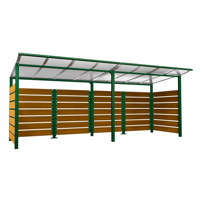 Cityscape Direct Modulo Wheelie Bin Enclosure (5000mm Wide) 2000mm / Light Oak / Green (RAL 6005)