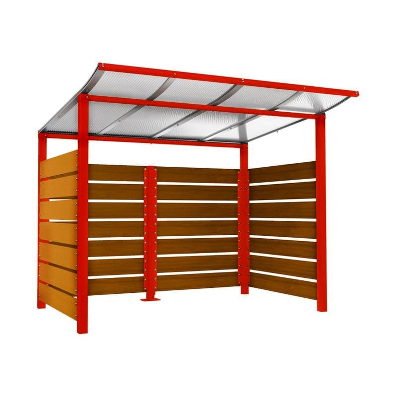 Cityscape Direct Modulo Wheelie Bin Enclosure (2500mm Wide) 2000mm / Light Oak / Red (RAL 3020)