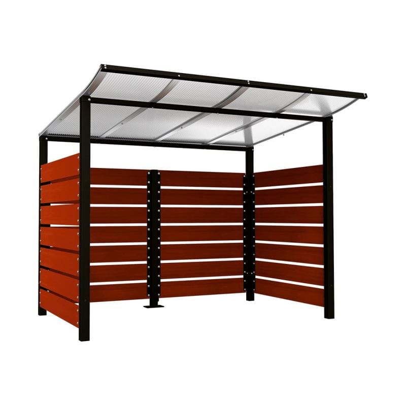 Cityscape Direct Modulo Wheelie Bin Enclosure (2500mm Wide) 2000mm / Mahogany / Black (RAL 9005)