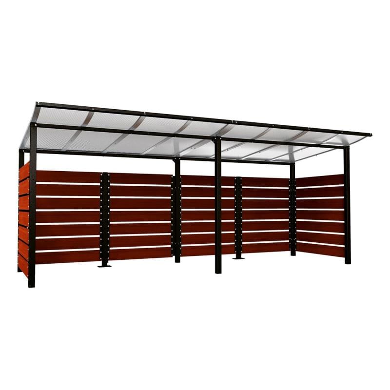 Cityscape Direct Modulo Wheelie Bin Enclosure (5000mm Wide) 2000mm / Mahogany / Black (RAL 9005)