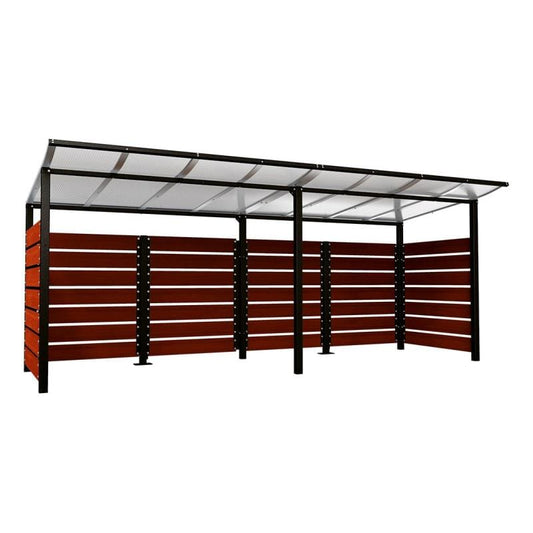 Cityscape Direct Modulo Wheelie Bin Enclosure (5000mm Wide) 2000mm / Mahogany / Black (RAL 9005)