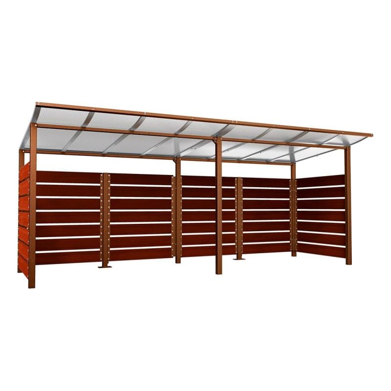 Cityscape Direct Modulo Wheelie Bin Enclosure (5000mm Wide) 2000mm / Mahogany / Corten Effect