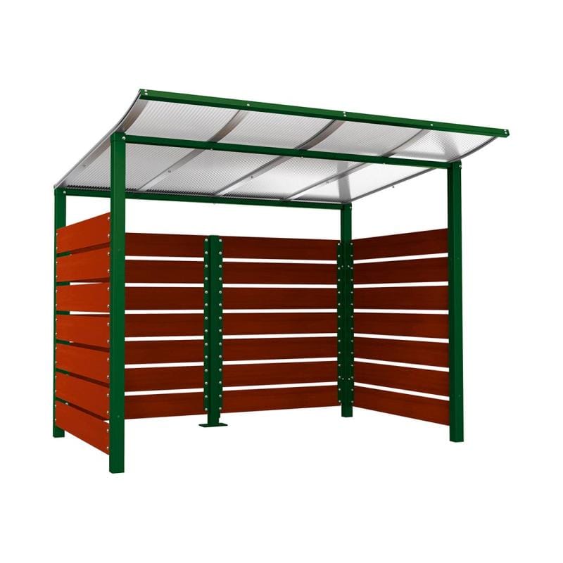 Cityscape Direct Modulo Wheelie Bin Enclosure (2500mm Wide) 2000mm / Mahogany / Green (RAL 6005)