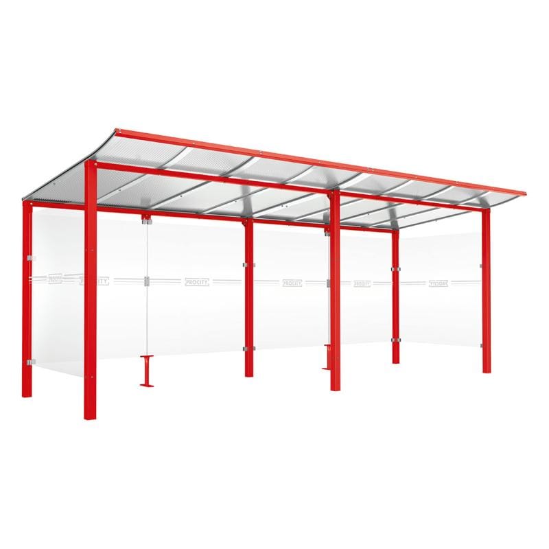 Cityscape Direct Modulo Bicycle Shelter 2000mm / Red (RAL 3020) / Single + Extension Unit (Full Cladding)
