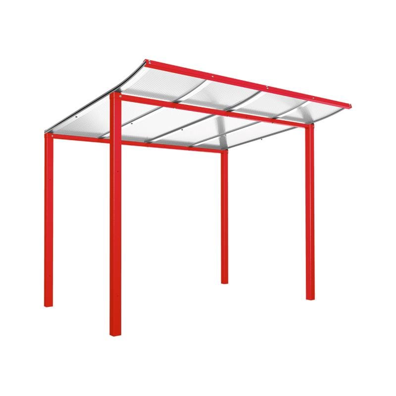 Cityscape Direct Modulo Bicycle Shelter 2000mm / Red (RAL 3020) / Single Unit (No Cladding)
