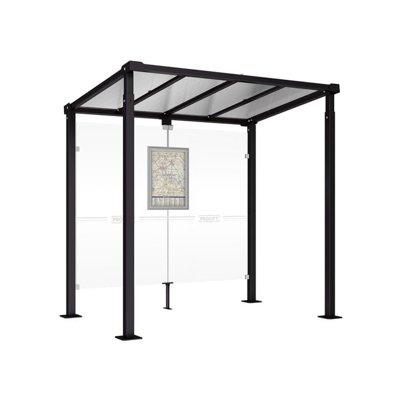 Cityscape Direct Milan Bus Shelter 2500mm / Black (RAL 9005) / No side cladding