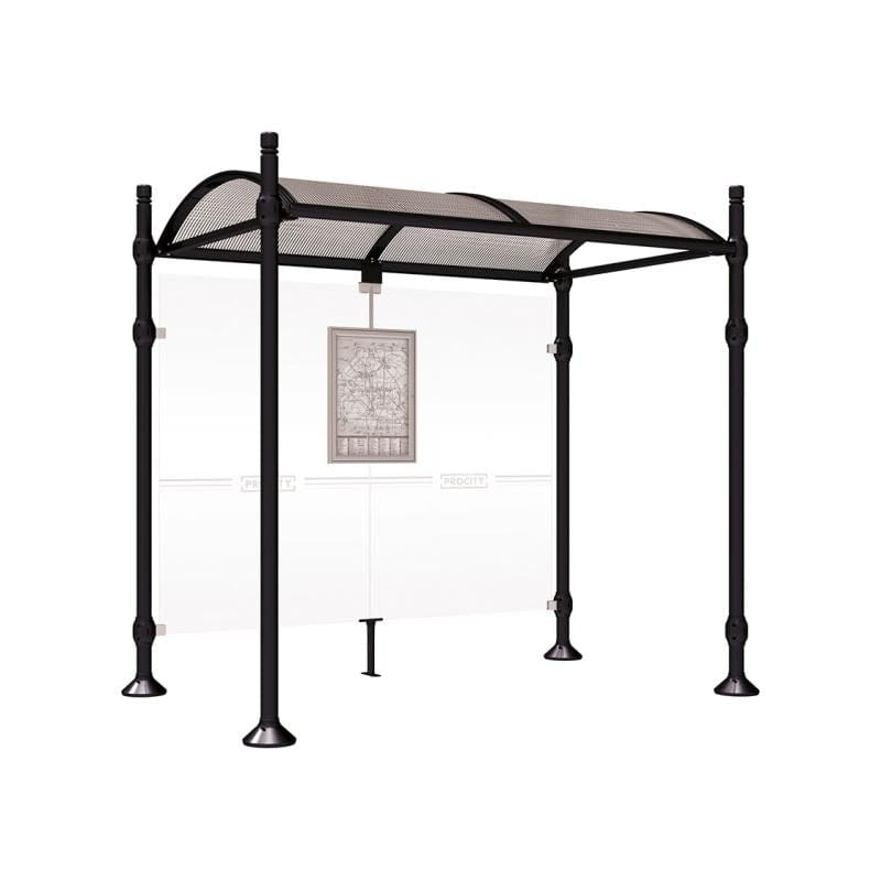 Cityscape Direct Province City Bus Shelter 2500mm / Black (RAL 9005) / No side cladding