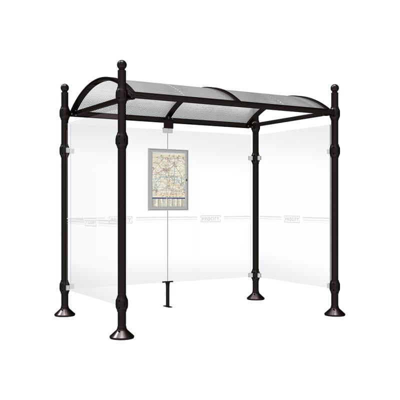 Cityscape Direct Province Sphere Bus Shelter 2500mm / Black (RAL 9005) / With cladding on both sides