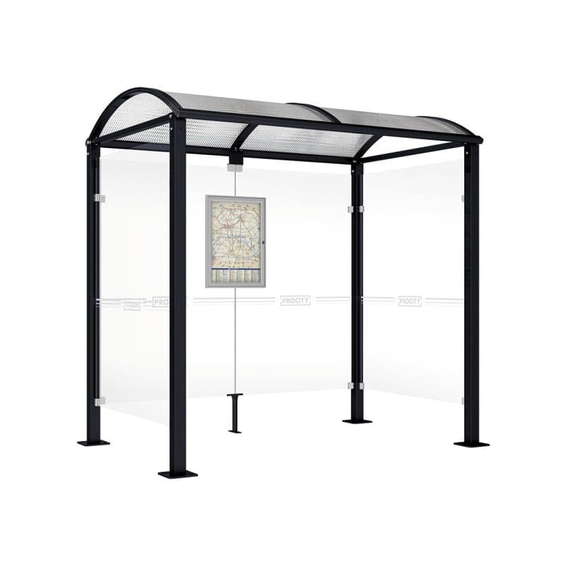 Cityscape Direct Voute Bus Shelter 2500mm / Black (RAL 9005) / With cladding on both sides
