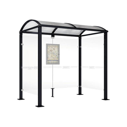 Cityscape Direct Voute Bus Shelter 2500mm / Black (RAL 9005) / With cladding on both sides