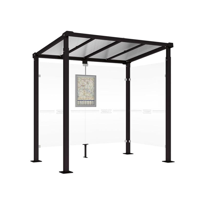 Cityscape Direct Milan Bus Shelter 2500mm / Black (RAL 9005) / With cladding on one side