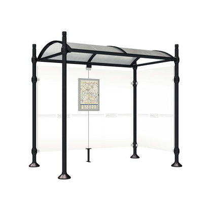 Cityscape Direct Province City Bus Shelter 2500mm / Black (RAL 9005) / With cladding on one side