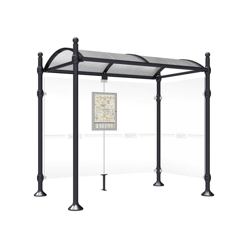 Cityscape Direct Province Sphere Bus Shelter 2500mm / Black (RAL 9005) / With cladding on one side