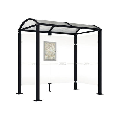 Cityscape Direct Voute Bus Shelter 2500mm / Black (RAL 9005) / With cladding on one side