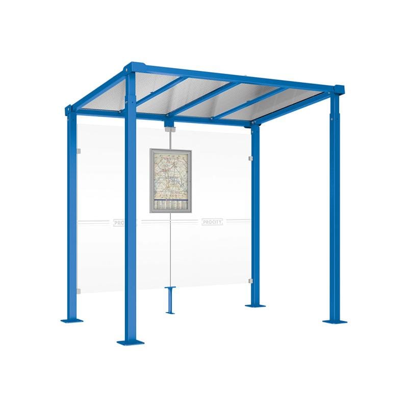 Cityscape Direct Milan Bus Shelter 2500mm / Blue (RAL 5010) / No side cladding