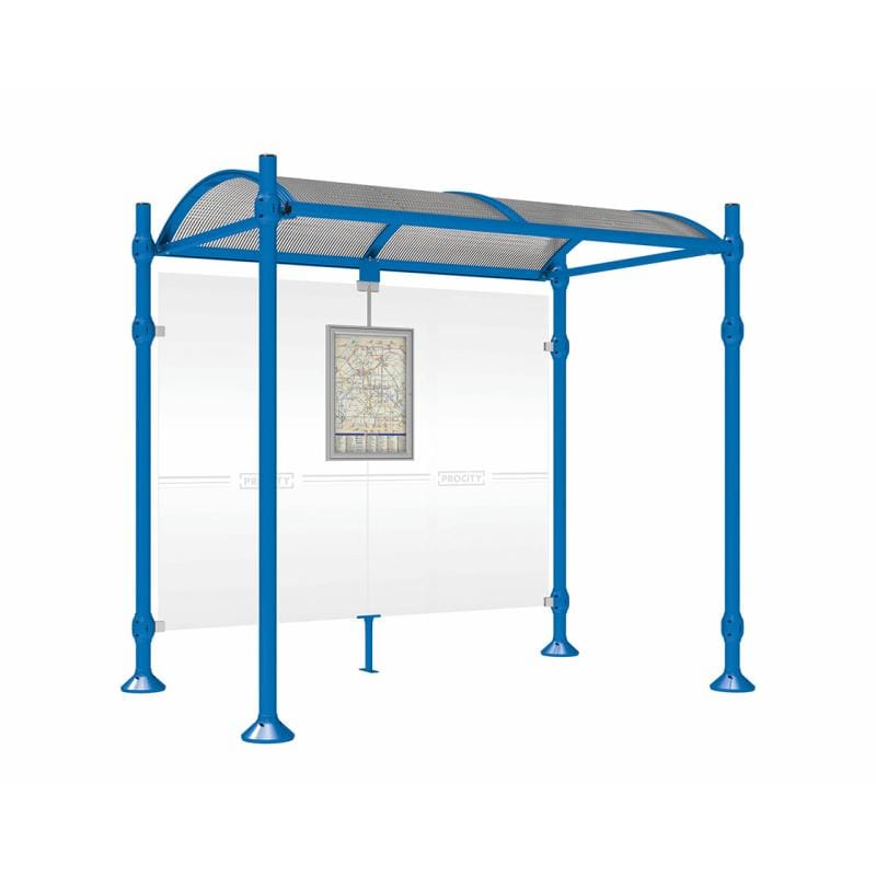 Cityscape Direct Province Brushed Steel Bus Shelter 2500mm / Blue (RAL 5010) / No side cladding