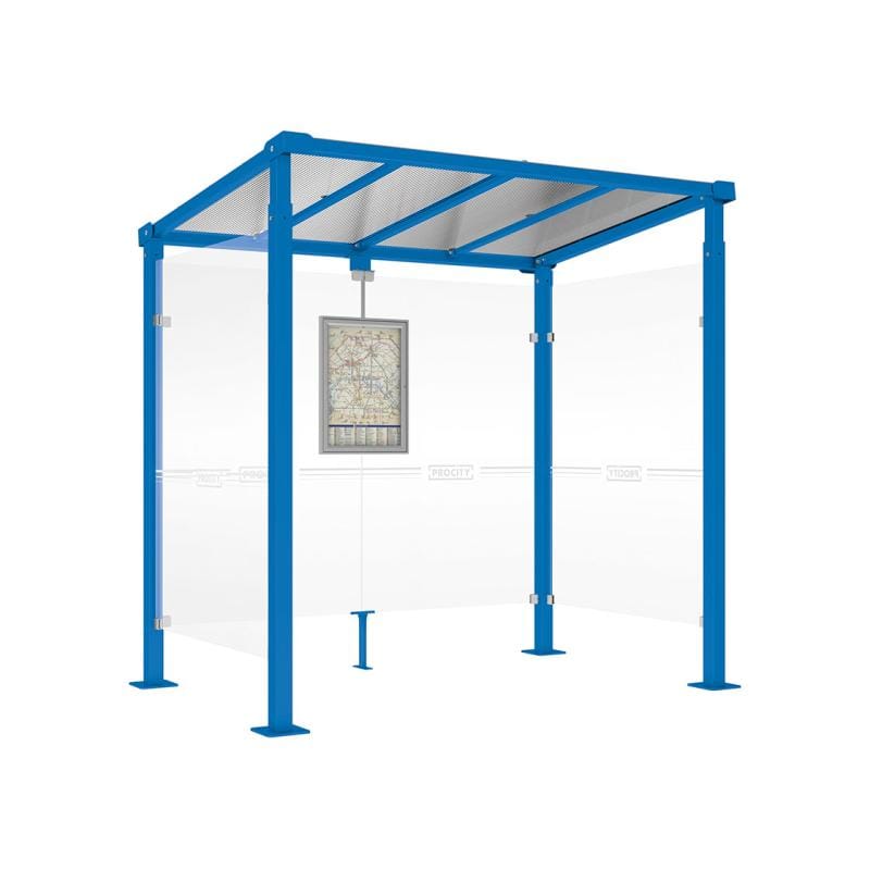 Cityscape Direct Milan Bus Shelter 2500mm / Blue (RAL 5010) / With cladding on both sides
