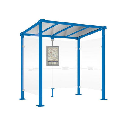 Cityscape Direct Milan Bus Shelter 2500mm / Blue (RAL 5010) / With cladding on both sides